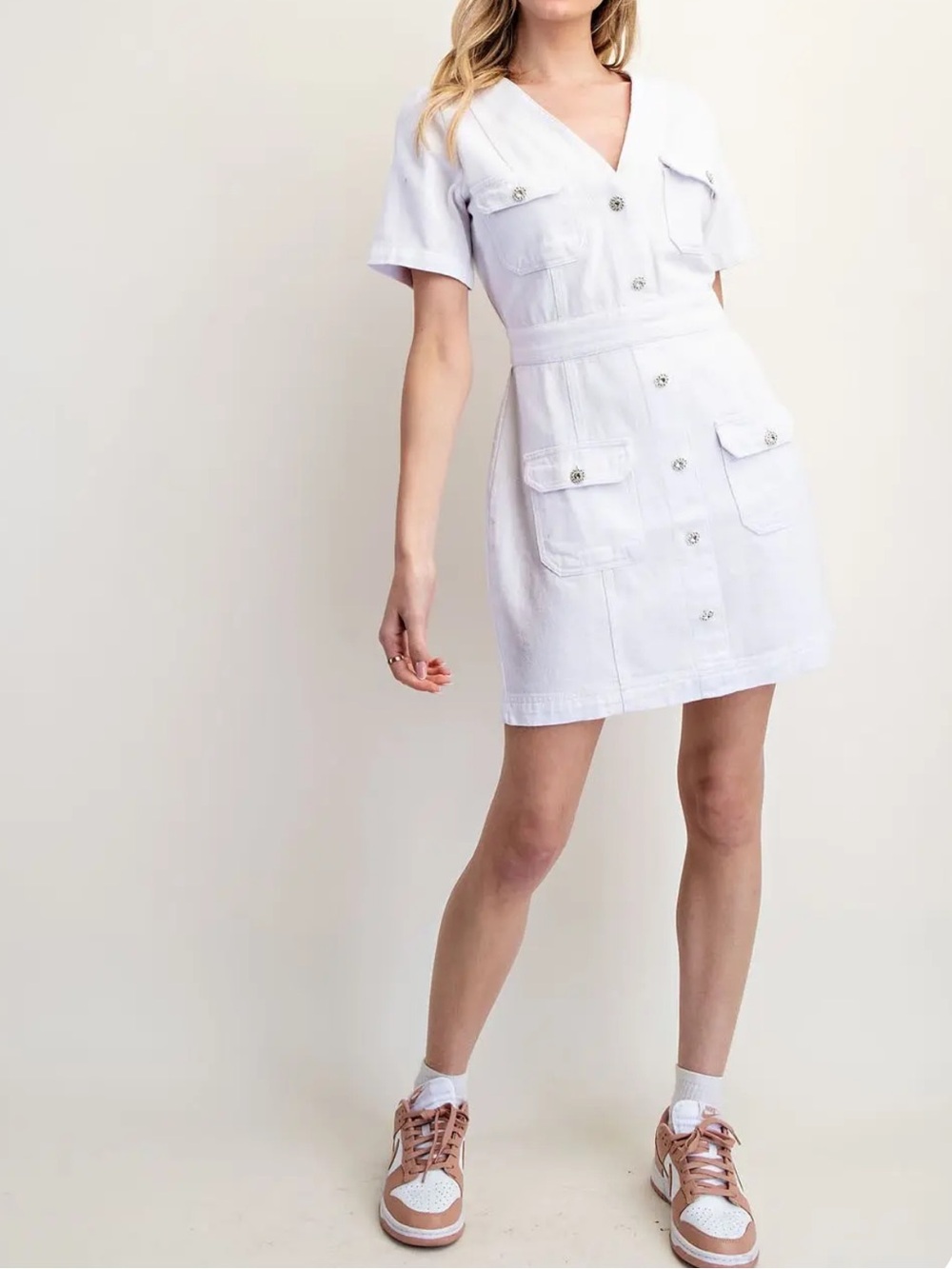 New white denim mini dress Eesome S M L